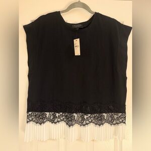 Laundry By Shelli Segal Black and White Lace Blouse NWT
